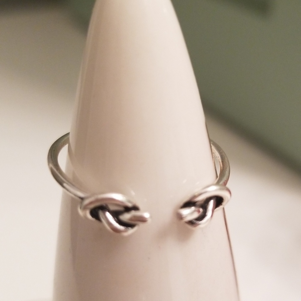 Silver knot adjustable ring